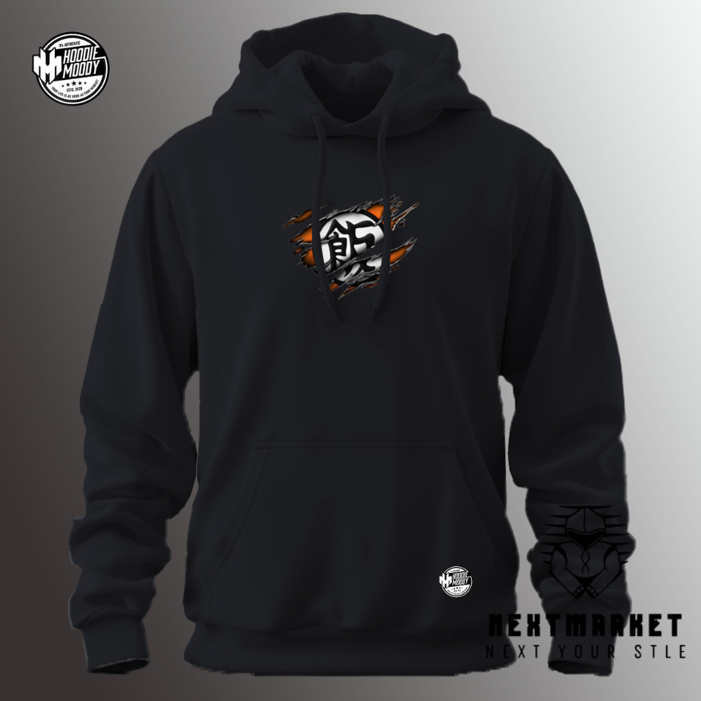 jaket Sweater pria  dragon ball  esthetic  hitam jumper distro katun suiter fleece tebal