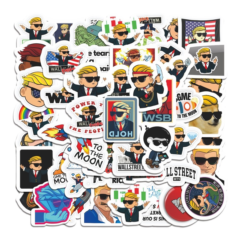 

COD 50 Pcs Stiker WallStreetBets Lucu Anti Air Untuk Dekorasi Notebook Sepeda Skateboard Handphone