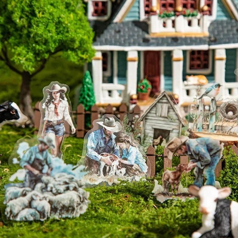 

20Pcs Life Aquascape Stickers Stationery Ranch Life stickers pack Ranch Series Alien Supplies Collage Scrapbook cut 140*95mm