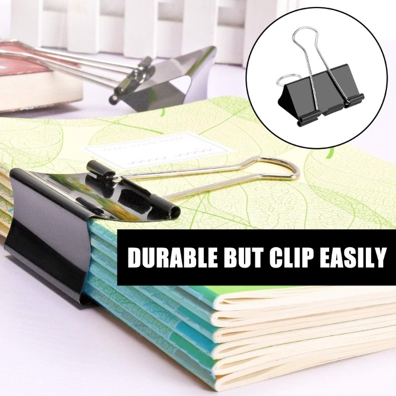 

12 Pcs Stationary Clamps Binder Clips Clips 25/32/41/51mm Foldback Clips