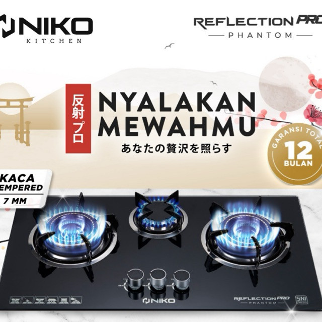 NIKO KOMPOR KACA 3 TUNGKU KOMPOR GAS TANAM