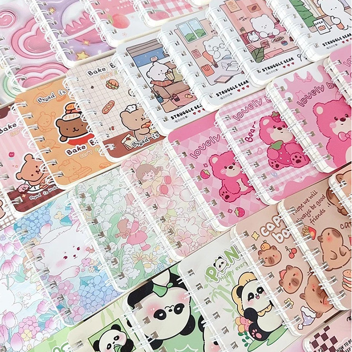 

80 Lember Notebook A7 Buku Tulis Lucu Untuk Sekolah Mini Buku Catatan Kecil Spiral Notebook Aesthetic Notes Portable Alat Tulis/Motif Akan Dikirim Acak