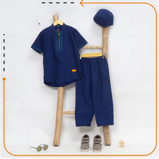 [[Ramadhan Sale]] Baju Koko Anak Laki Laki + Baju Anak Laki Laki Turki 30 - Biru, XS