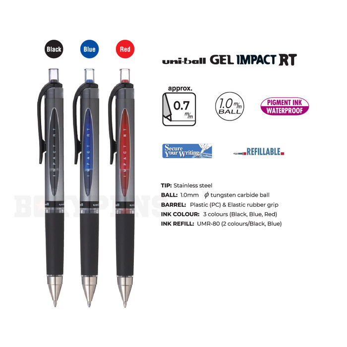 

Uni-Ball Gel Impact RT Rollerball Pen UMN-152-10S - Hitam