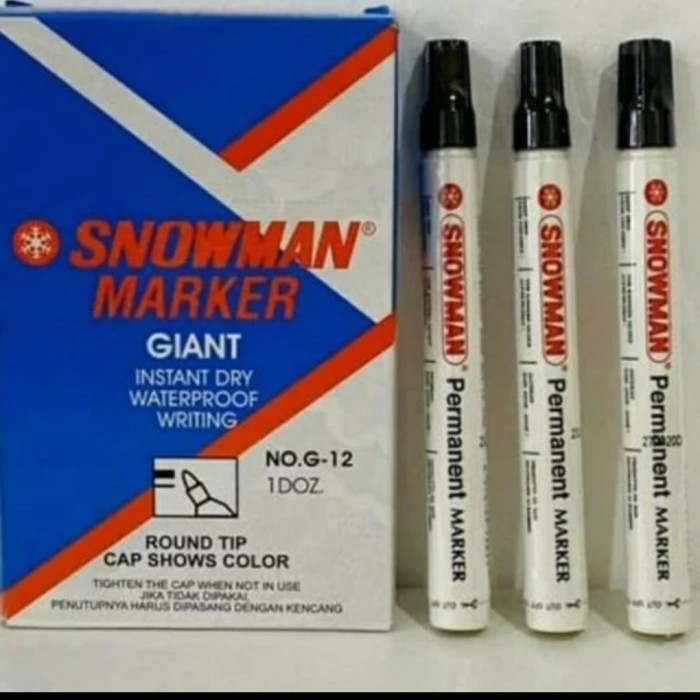 

spidol snowman permanent G-12 isi 12pcs hitam - G12