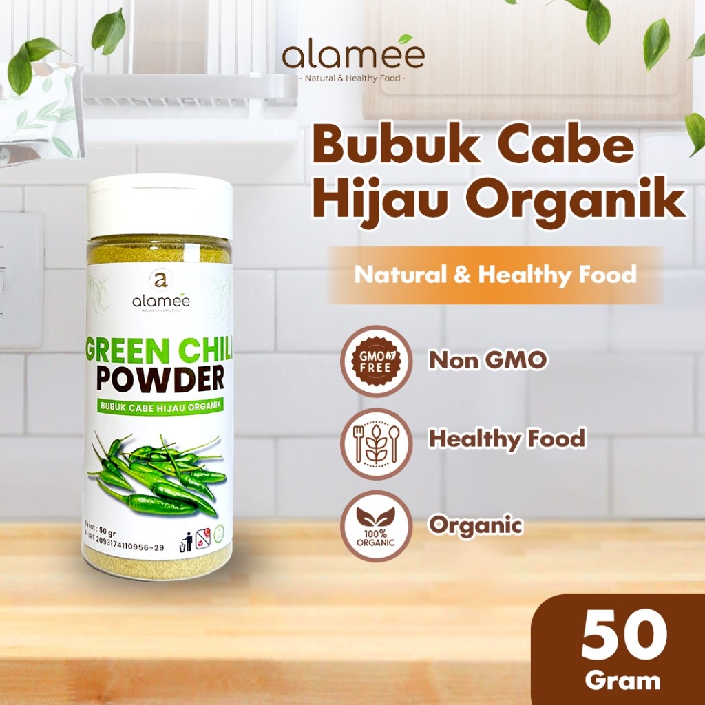 

ALAMEE Bubuk Cabe Hijau Green Chili Seasoning Powder Bumbu Masakan Dapur Murni Tampa Campuran 50gr
