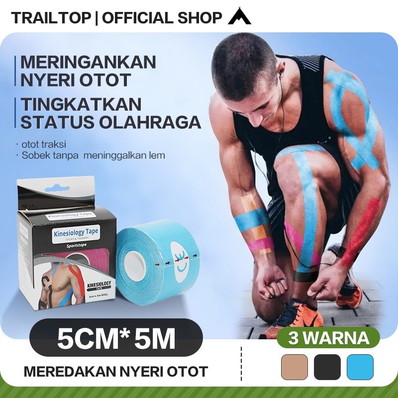 Anandastore Kinesio Tape 5cm x 5m Kinesiology Tape Pelindung Otot Tapping Wrist Olahraga Fitness Tap