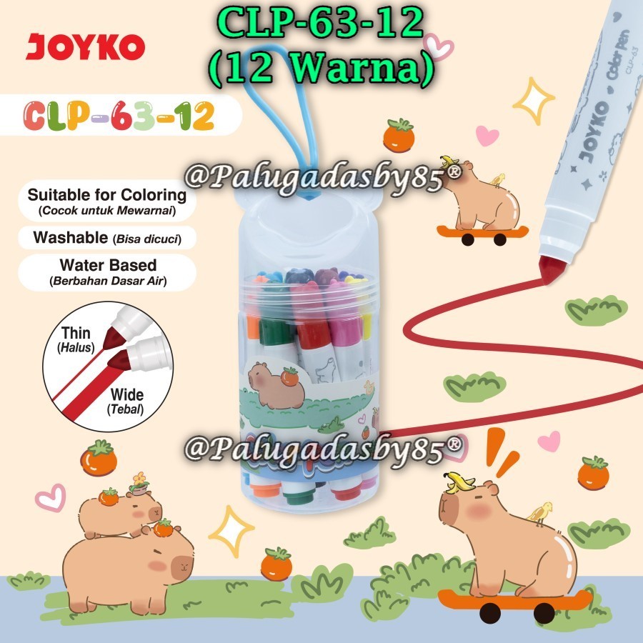 

(1 Set Isi 12 Warna) GROSIR Color Pen JOYKO CLP-063-12 / Color Pen Pulpen Pena Warna Joyko CLP-63