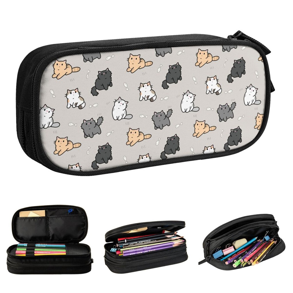 

Cute Kittens And Fish Pencil Case Cute Cat Pencilcases Pen for Student Big Capacity Bags School Supplies Zipper Stationery