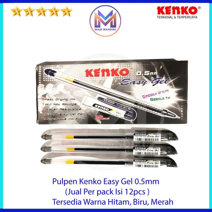 

Pen Gel Kenko Easy Gel Pulpen Tinta Cair 0.5 mm / Gelpen 05 mm Hitam - Biru