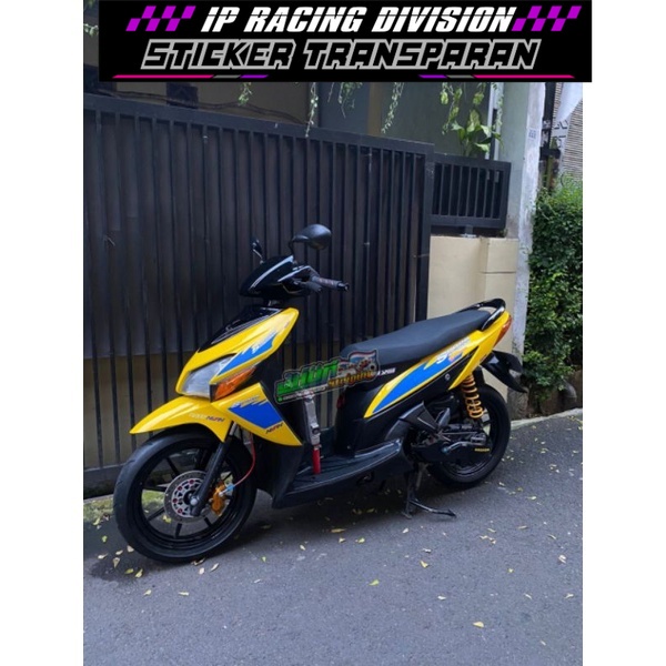STRIPING STICKER VARIO CLICK 110 LAMA KARBU LIVERY SPOON SPORTS TRANSPARAN BLUE RACING