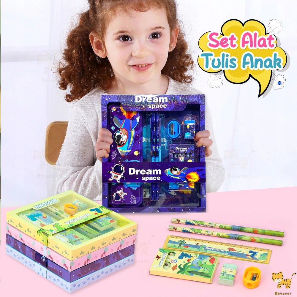 

ID Bevavar 6 In 1 Kotak pensil anak set Sekolah/Stationery Set Lengkap Alat Tulis Set Kotak Pensil