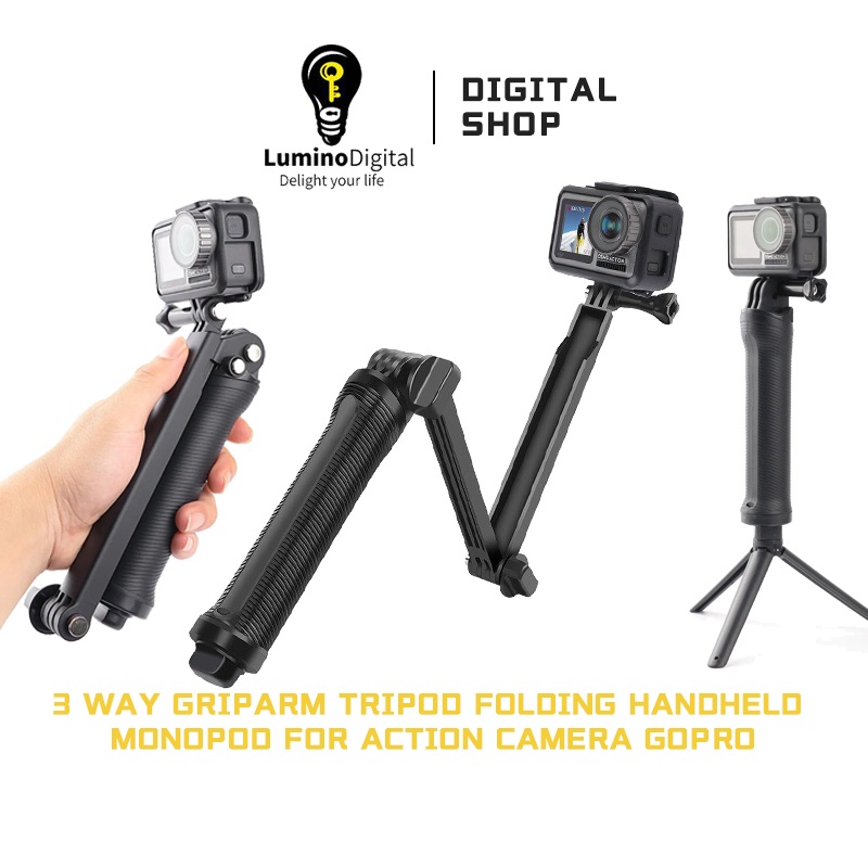 3 Way Monopod Aksesoris GoPro SJCAM Brica BPro Xiaomi Yi Kogan Monopod Tripod Selfie Stick