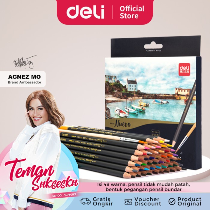 

ORI!! Deli pensil warna 48C waterproof dengan kuas non -toxic 6520