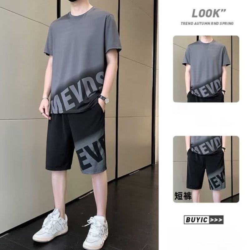 Setelan Trendy Outfit Pria One Set Remaja Cowok Dewasa 1 Set Keren Baju Celana Pendek MEVDS