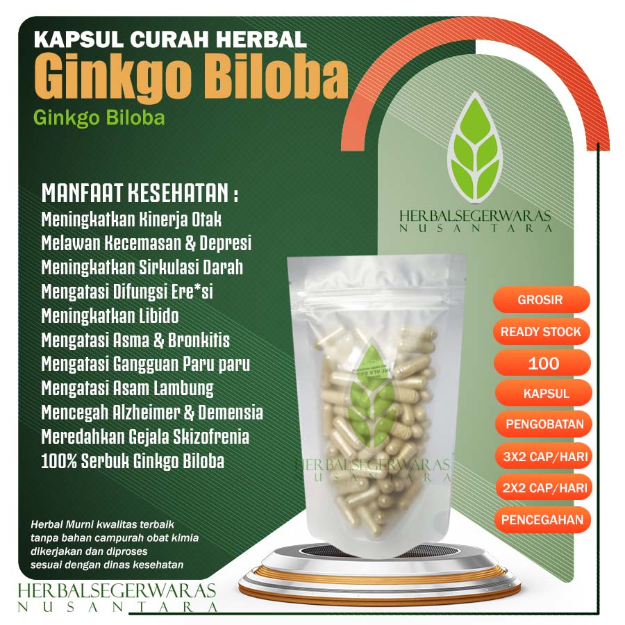 

GINKGO BILOBA 100 Kapsul Curah Herbal Libido Anti Aging Kinerja Otak