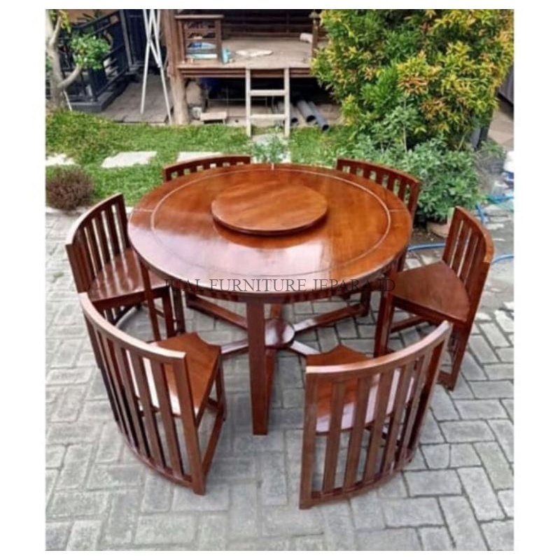 MEJA MAKAN OVAL FURNITURE JATI | MEJA MAKAN BULAT JATI | MEJA MAKAN BULAT JATI JEPARA