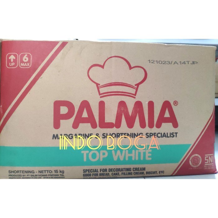 

palmia top white shortening 15kg / mentega putih palmia dus 15 kg