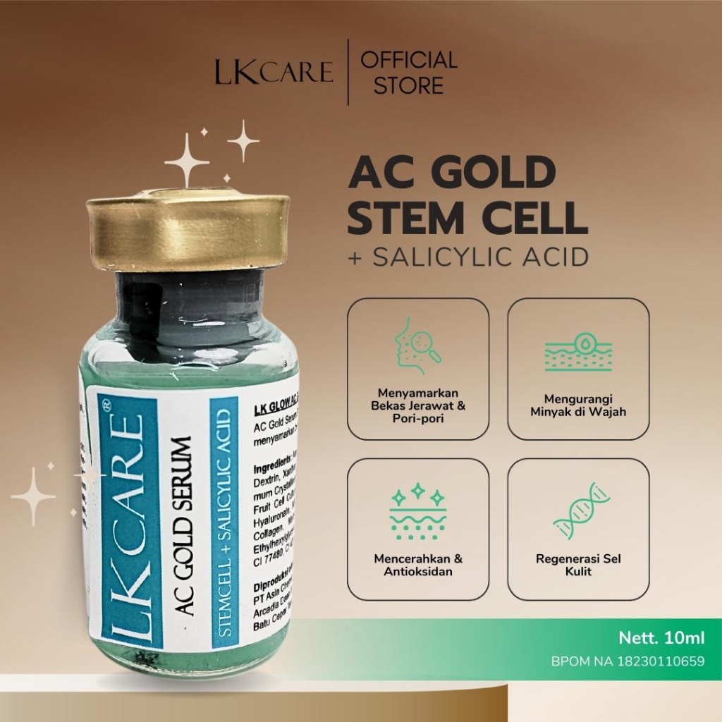 AC GOLD STEM CELL Serum Wajah Berjerawat Berminyak Serum Brightening Stem Cell Salicylic Acid Serum