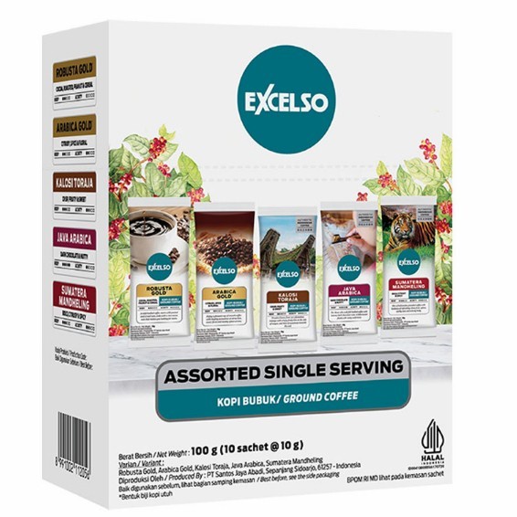

✨PROMO✨ -Excelso Kopi Bubuk Assorted Single Serving 10 x 10 gram Ground Coffee