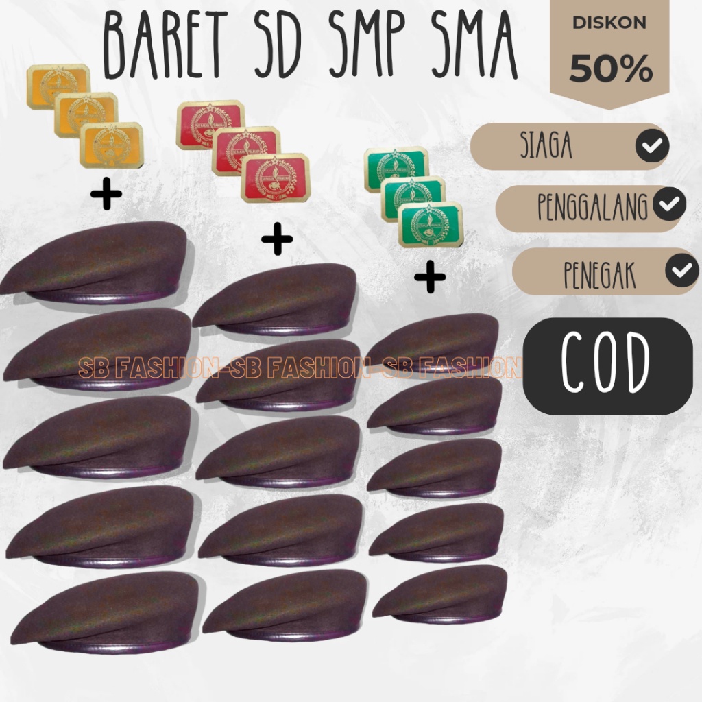 topi baret pramuka anak laki laki putra siaga penggalang penegak sd smp sma / topi baret pramuka sma
