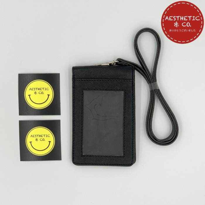 

[KSG-97] Lanyard ID Card Name Tag Kulit Dompet Holder Magnet - Premium V.01 - Hitam