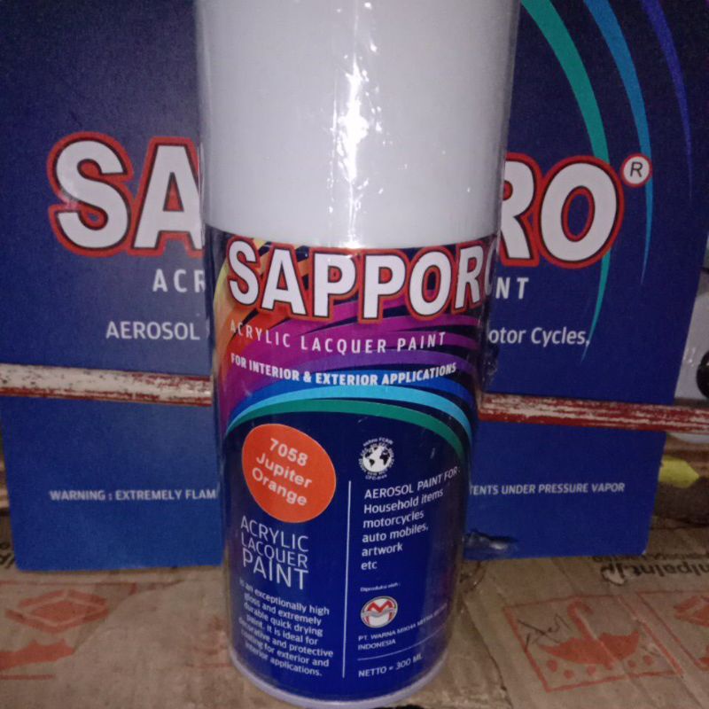 

7058 Jupiter Orange SAPPORO 300ml Saporo Oren Metalic-k Cat Semprot Spray Motor Pilok Pilox Aerosol
