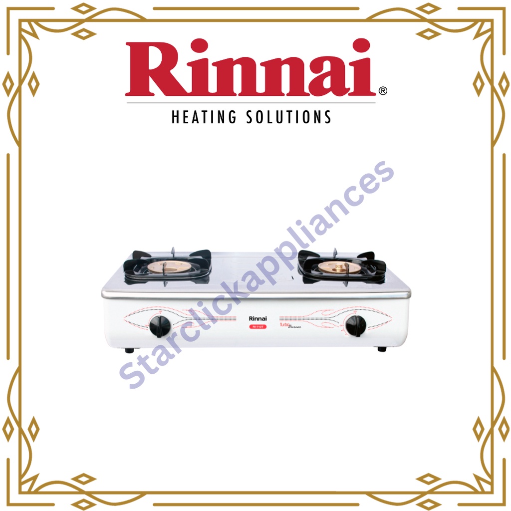RINNAI Kompor Gas RI-712 T / RI 712 T / RI712T / RI 712 TG [2 Tungku] [Garansi Resmi]