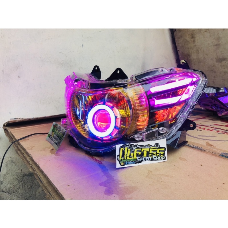 PROMO11.11 reflektor lampu depan soul gt 115 / xeon gt 125 custom alis plus projie highlow pnp