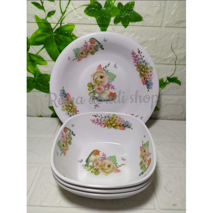 Paket hemat 12 pcs piring campur mangkok ,6 pcs piring 9 inc + 6 pcs mangkok 6 inc melamin
