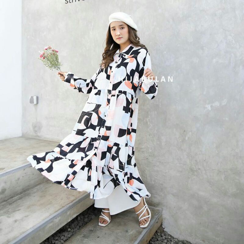 ANES OUTER - Outerwear Wanita Corak Abstrak Kekinian