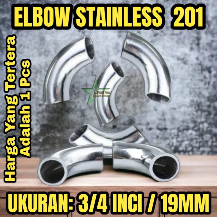 AKS aksesoris stainless elbow/keni ss 201 3/4" inch ( diameter 19.1mm)