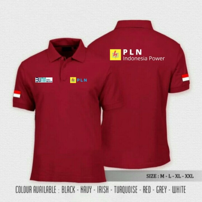 KAOS POLO PLN INDONESIA POWER FULL BORDIR - Marun, S