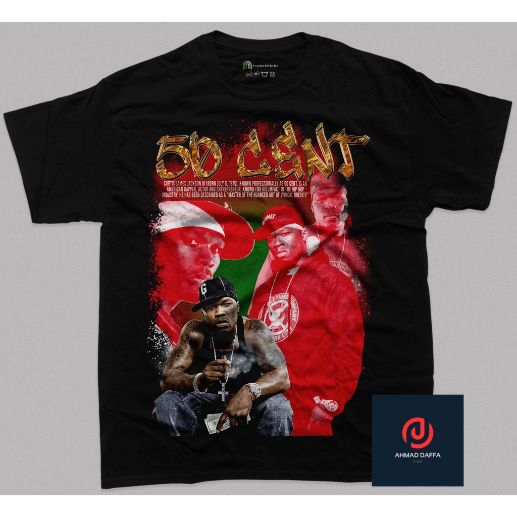 VINTAGE - 50 Cent T-Shirt - Baju - Kaos - Baju Kaos Vintage - Cotton Combed 24s