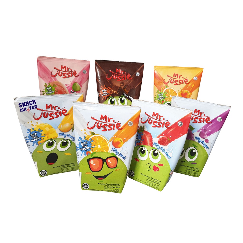 

Mr. Jussie Minuman Jus Buah Susu - Netto 90 ML.