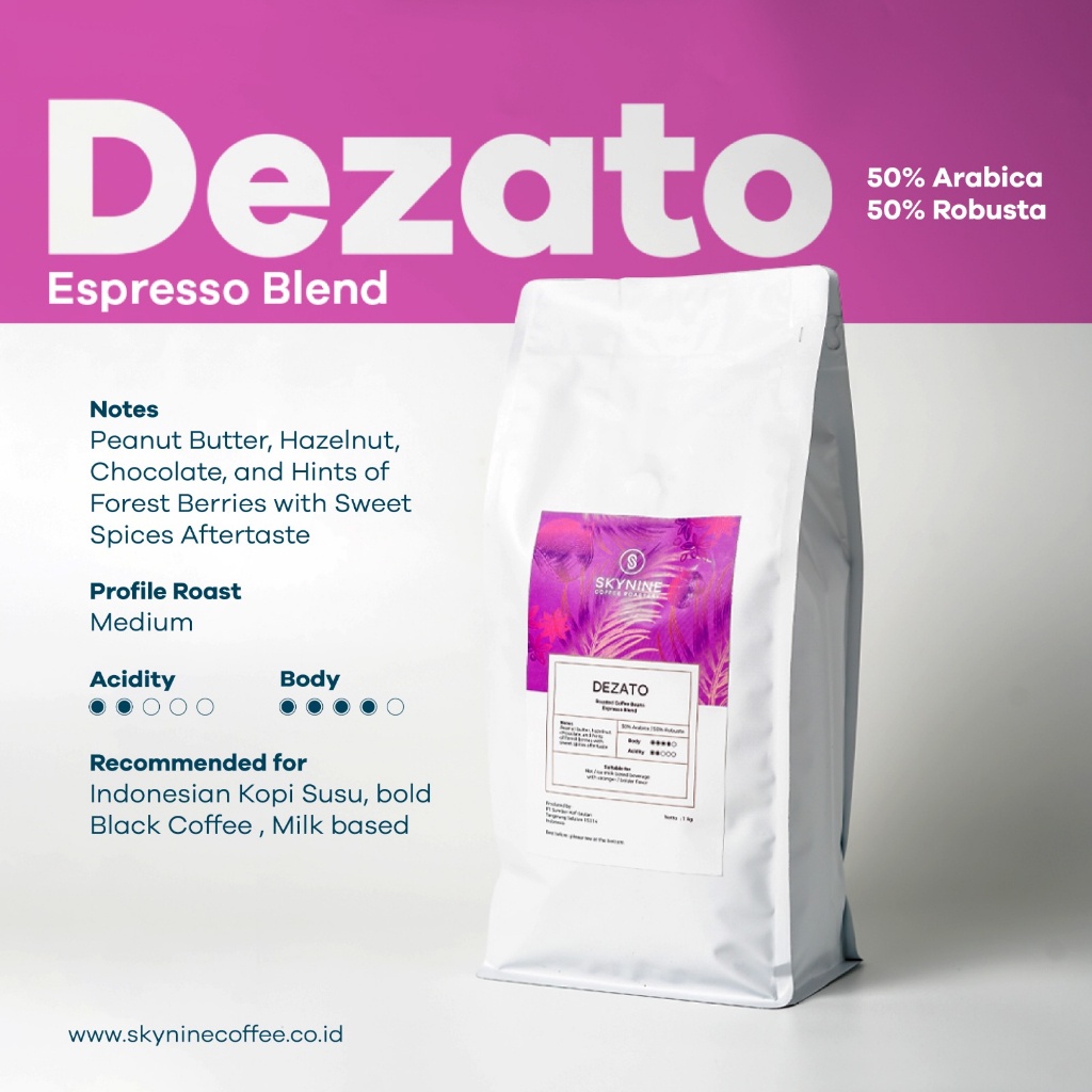 

BIJI KOPI ESPRESSO DEZATO BLEND 50% ARABIKA 50% ROBUSTA 1KG