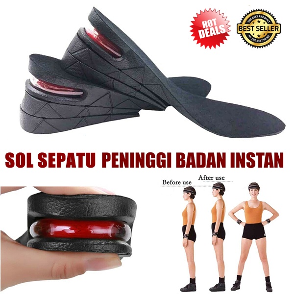 3 layer Insole Sol Sepatu Penambah Tambah Tinggi Peninggi Badan Unisex