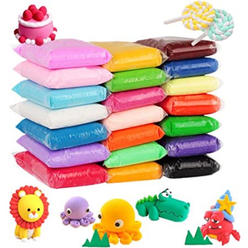 Clay Mainan Anak Isi 12 Pcs Clay Polymer 12 Warna Mainan Lilin Platisin UltraLight Clay Slime Grosir