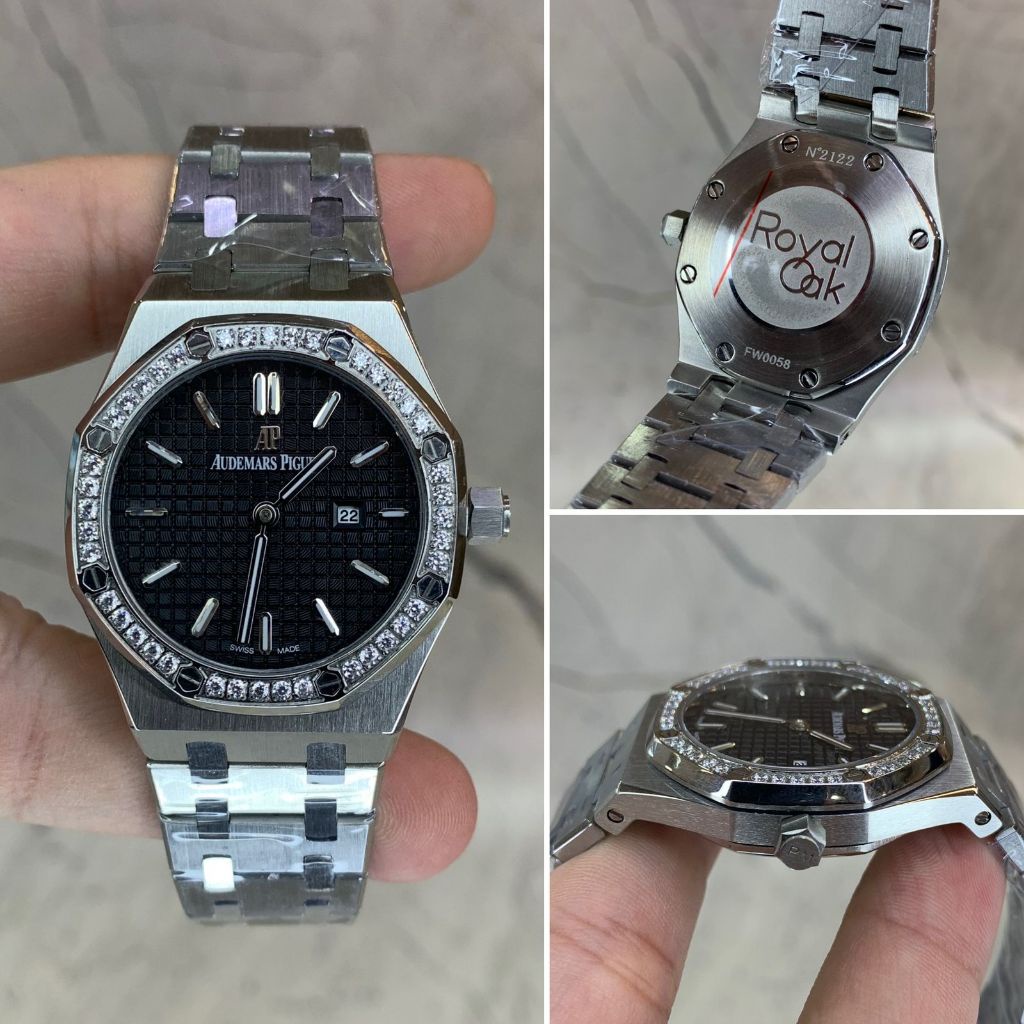 JAM TANGAN WANITA AUDEMARS PIGUET  DIAMOND SILVER BLACK DIAL