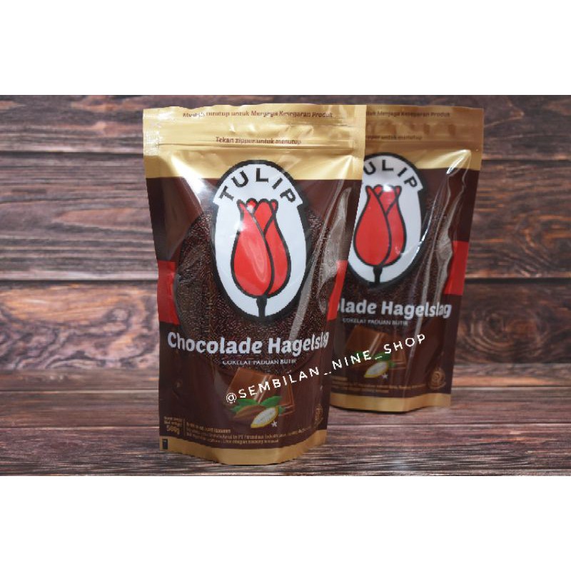 

TULIP Chocolade HAGELSLAG 500 Gram Ziplock Meises Meses Coklat Cokelat Chocolate ChocoRICE DARK