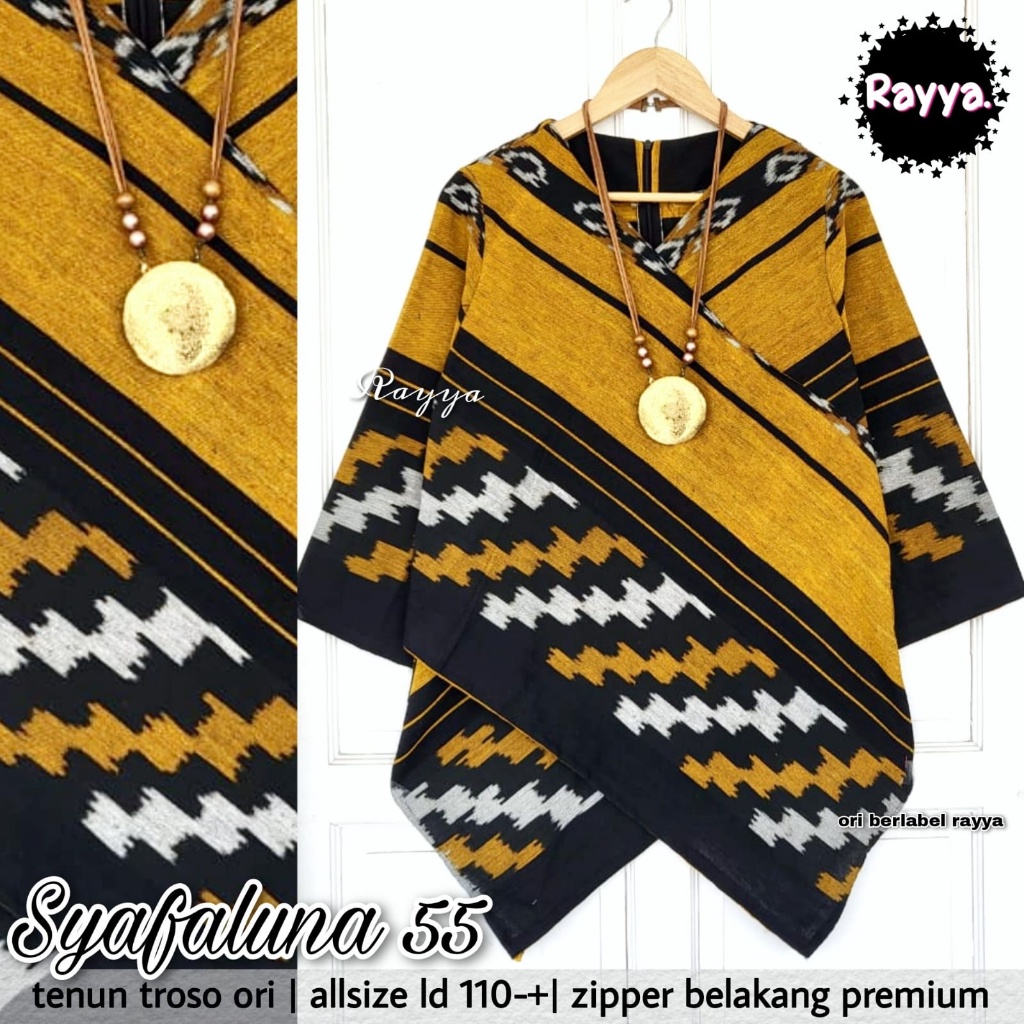 BAJU WANITA ATASAN ETNIK BATIK TENUN TROSO / 13.10 / SYAFALUNA / LD 110 / ALLSIZE JUMBO FIT TO XXL /