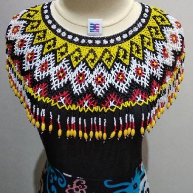 OK78HG Dewasa Kalung bahu teratai dayak rompi manik dayak kalung dayak tutup dada manik dada kalung 
