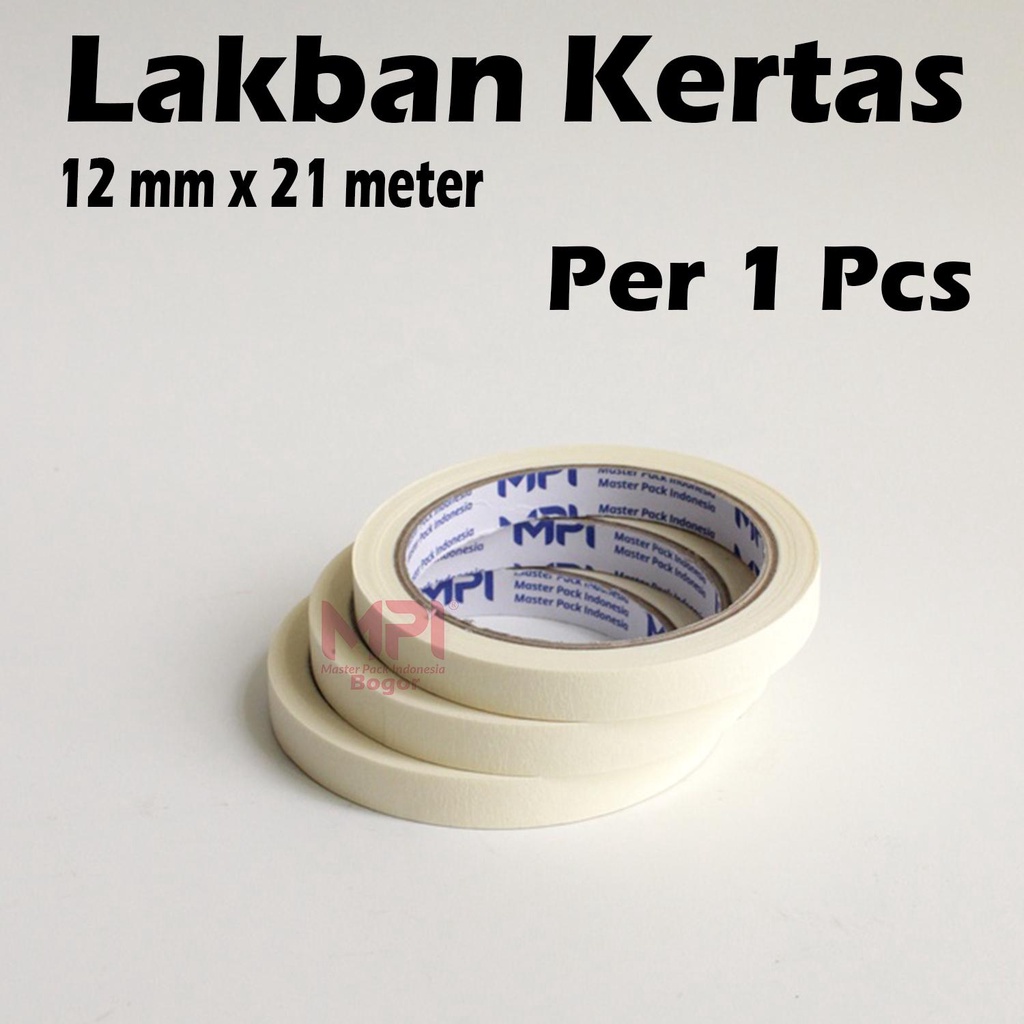 

Lakban Kertas 12 mm x 21 Meter - Masking Tape 12 mm x 21 M - Master Pack Indonesia Bogor