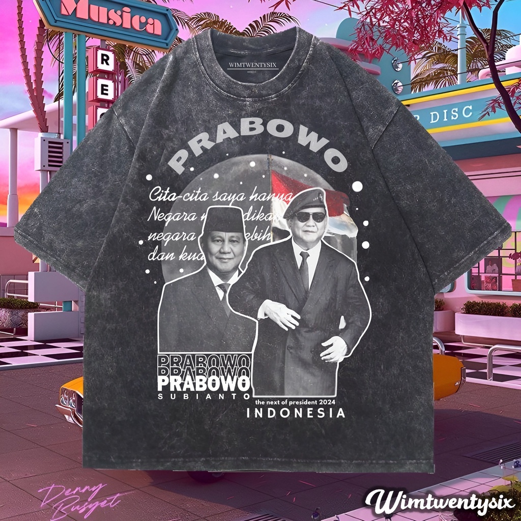 Wimtwentysix “Kaos oversize Prabowo Subianto capres” kaos oversized washing | vintage tee