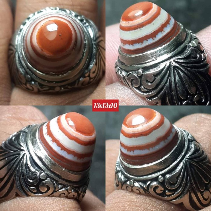 Cincin Batu Akik Natural Motif Gambar Mata Dewa Puser Bumi Unik Antik1