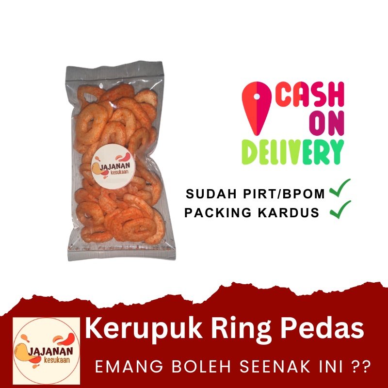 

Jajanan Kesukaan - Cemilan Camilan Snack Snacks Kerupuk Ring Pedas Grosir Murah READY STOCK sudah BPOM/PIRT