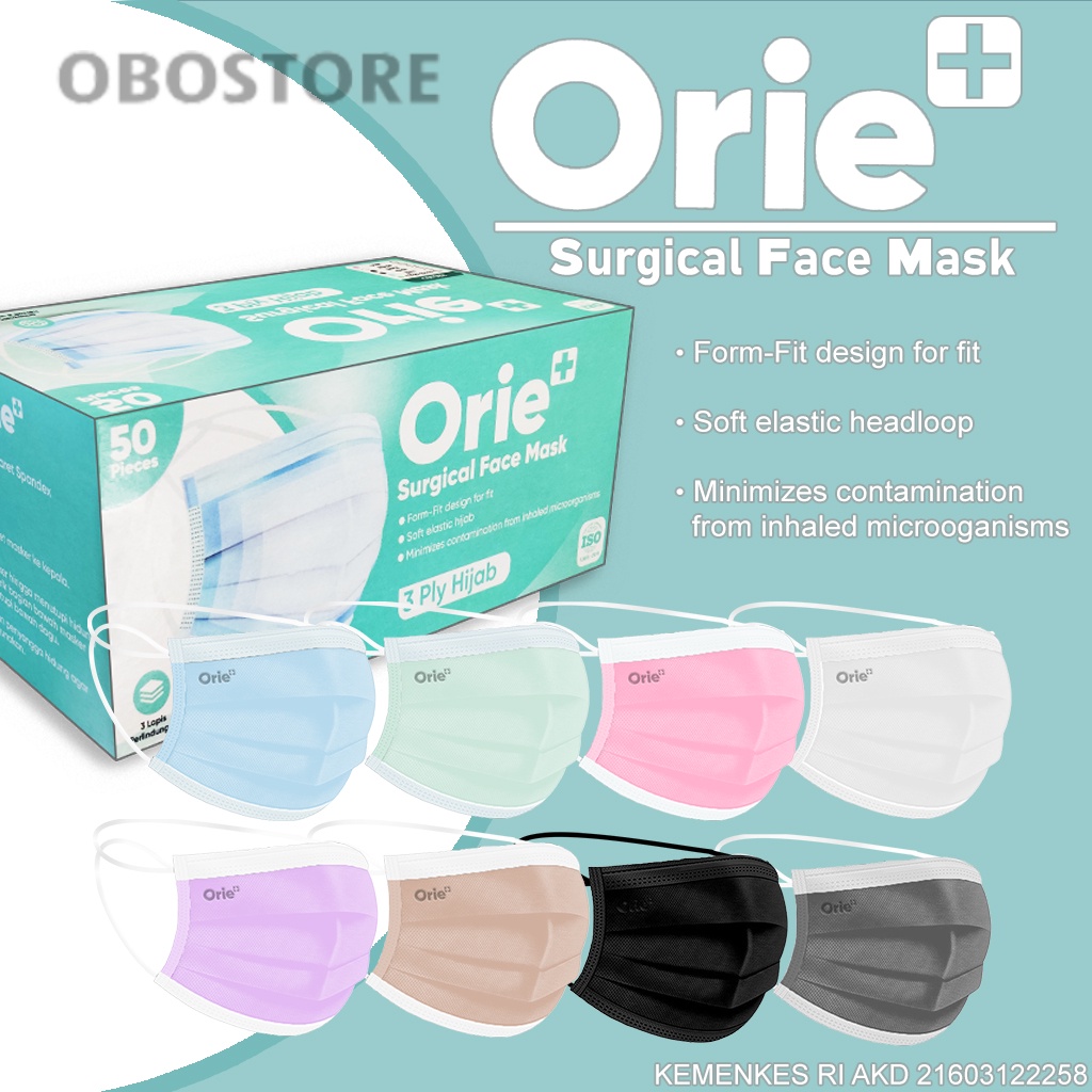 Masker Hijab Medis Orie+ 3ply 50 pcs