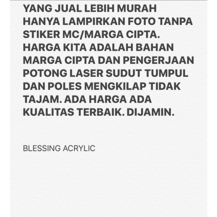 

Acrylic akrilik tent card A4 bahan 3MM