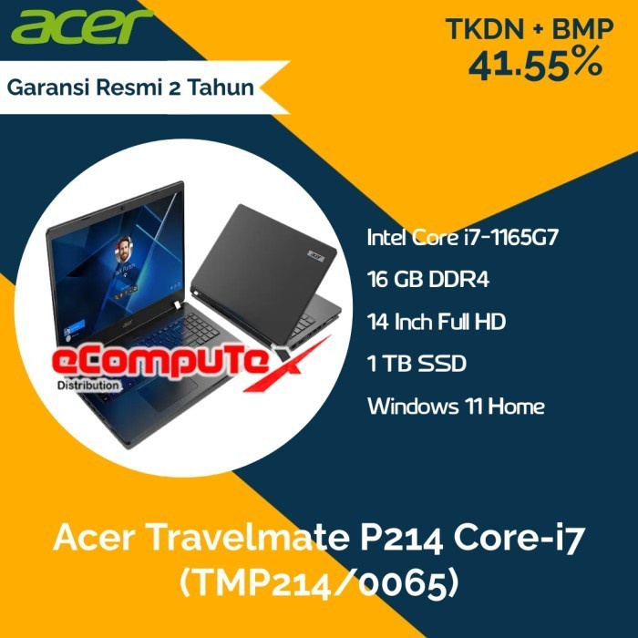 Laptop Acer Travelmate P214 (TMP214/0065) i7 16GB 1TB - TKDN RESMI