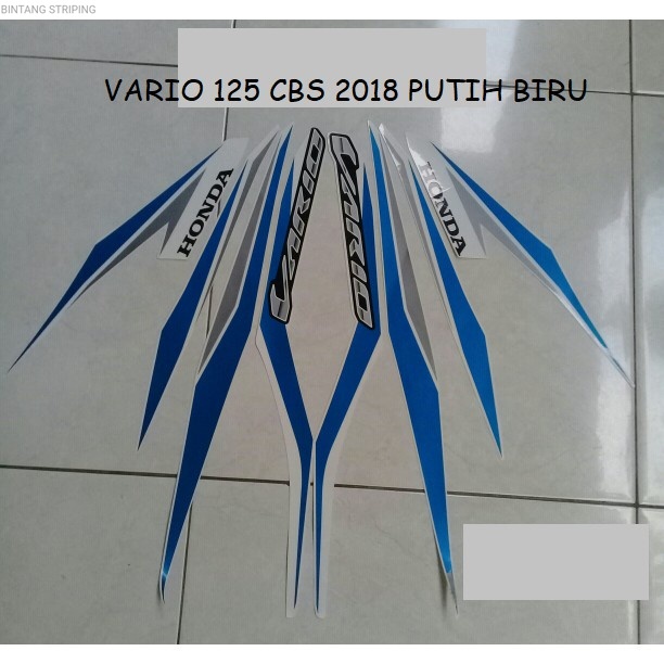 Stiker Striping Motor Honda Vario 125 2018 Putih Biru